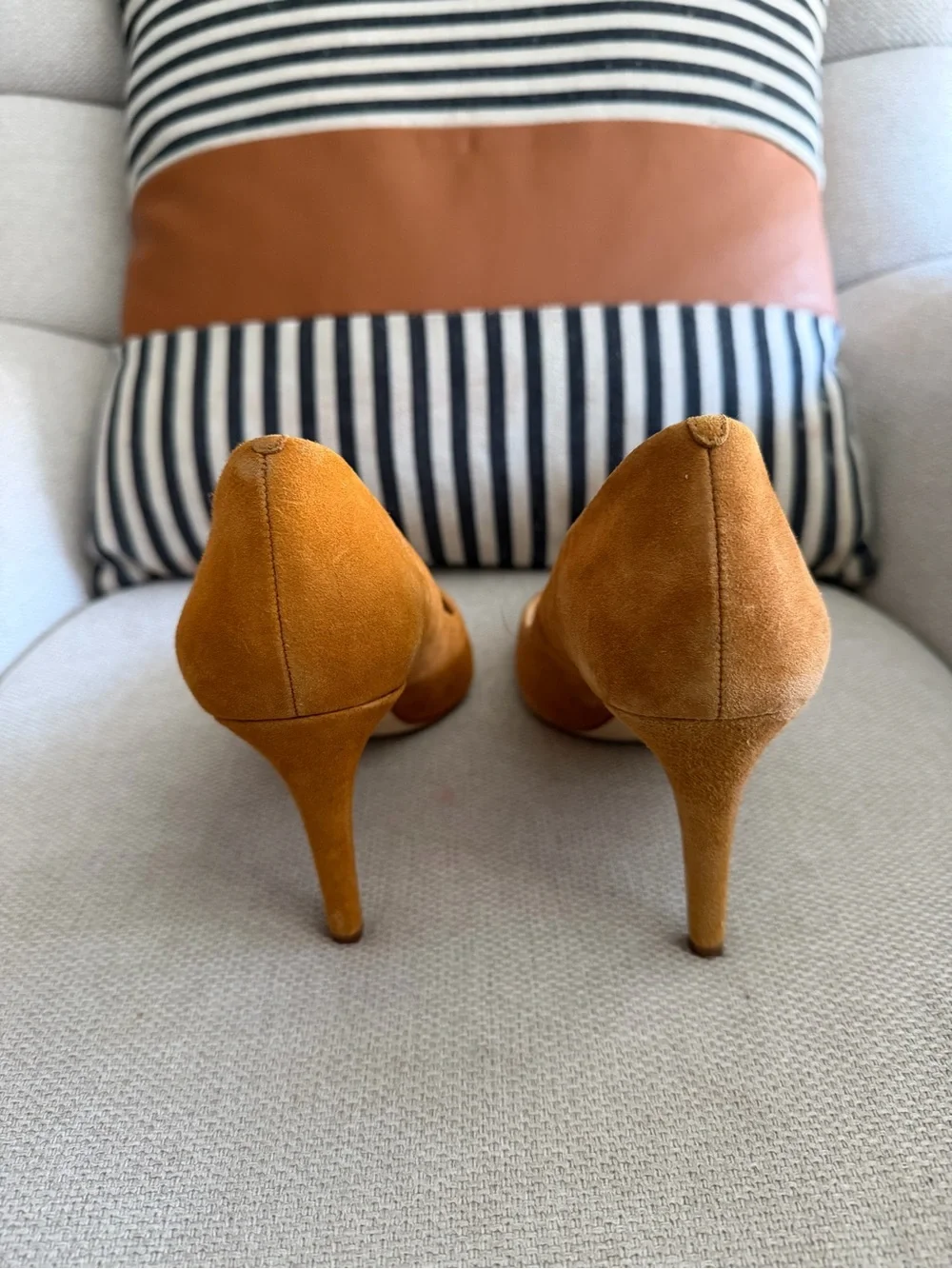 J. Crew Pointed-Toe Suede Pumps in Camel
